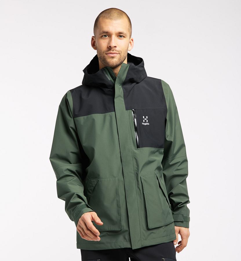 Haglöfs Mens Vide GTX Jacket Dark Green/Black New Zealand 63271SEIB